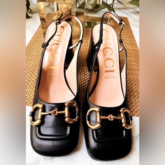 Gucci Shoes - GUCCI black leather heels EUR 40 US 10